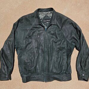 VTG NEIMAN MARCUS LEATHER JACKET L. green owens bomber martine lamb poell italy
